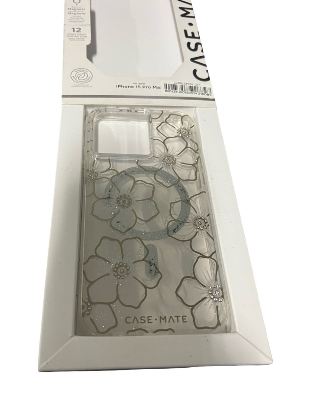 case-mate Clear Floral Glitter iPhone Case - Clear with Silver Accents